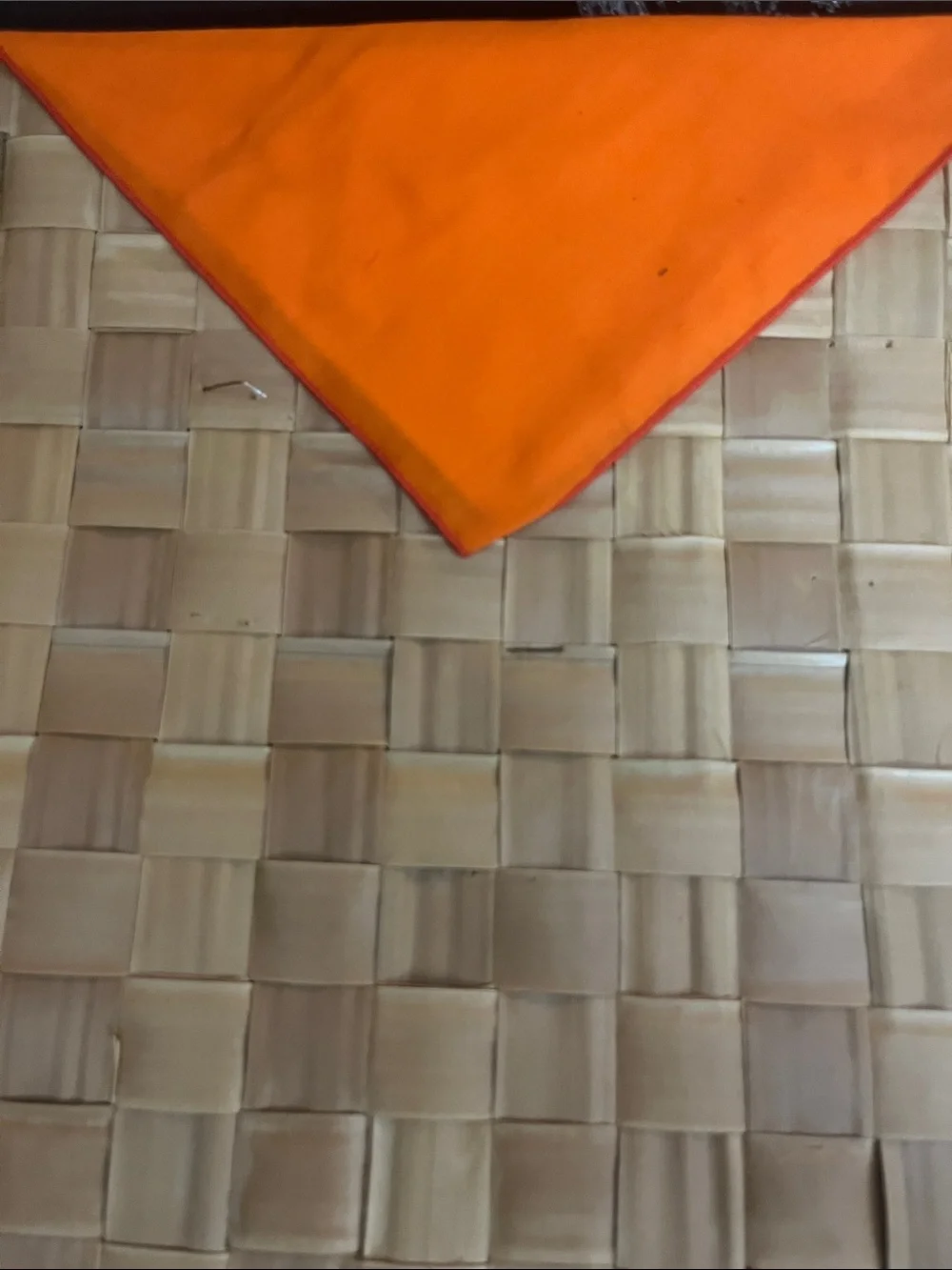 Orange Ribbon Wooden Utensil and Napkin Set with Bamboo placemat
